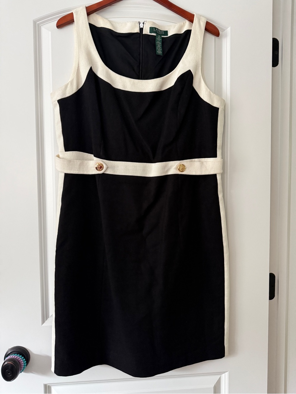 Ralph Lauren Black & Cream Sleeveless Sheath Dress